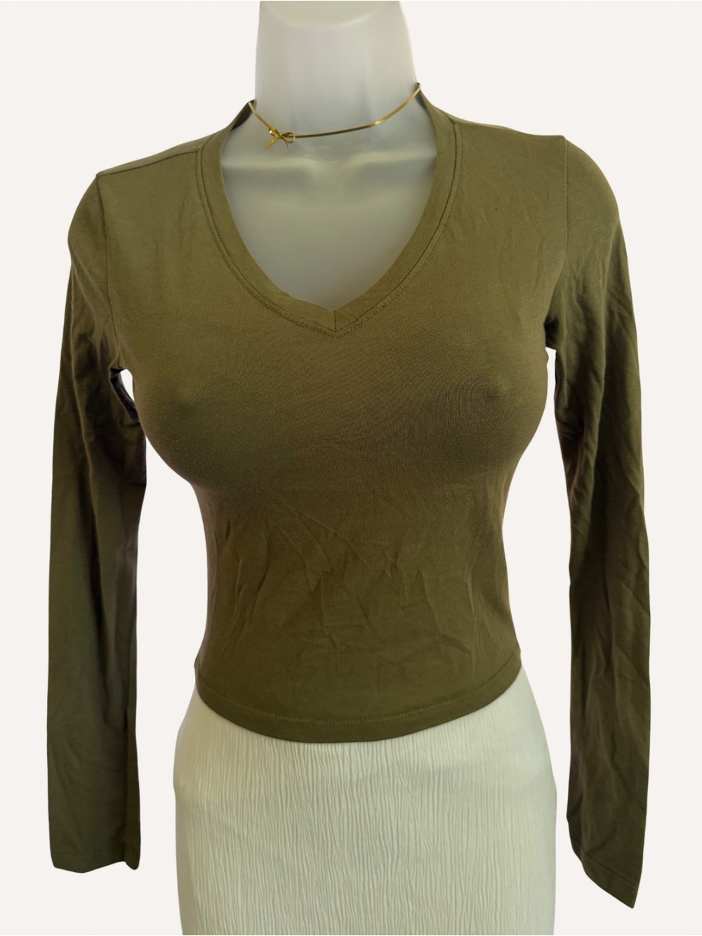 Active USA V-Neck Long Sleeve Top in Olive